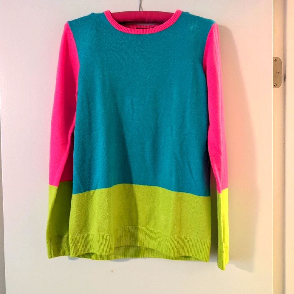 Neon block color sweater